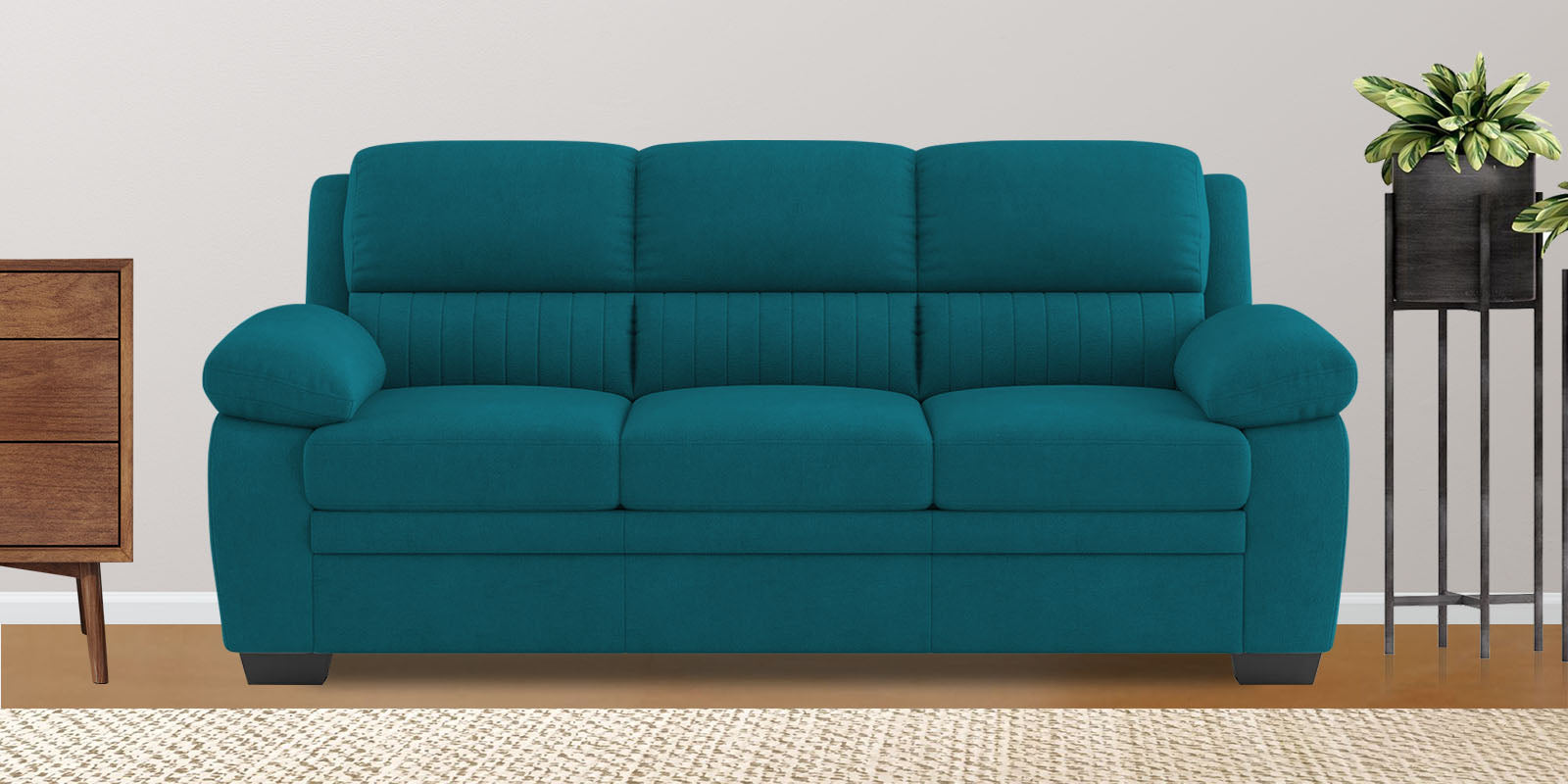 Kraze Velvet 3 Seater Sofa in Pine green Colour