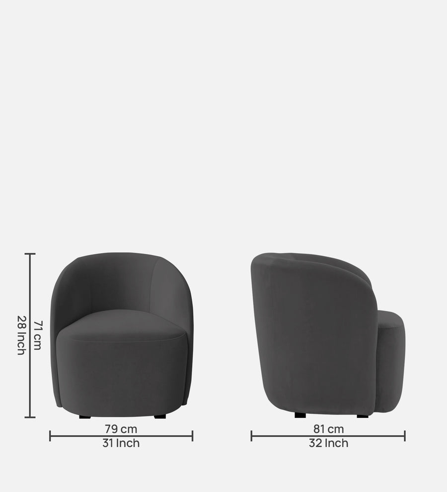 Lucky Velvet Lounge Chair In Davy Grey Colour - Febonic Living