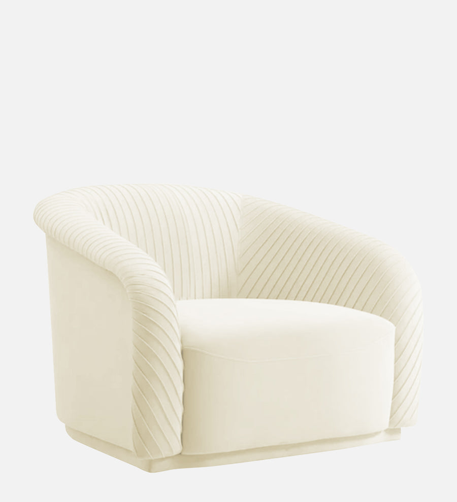 Yara Velvet Fabric 1 Seater Sofa In Warm White Colour - Febonic Living