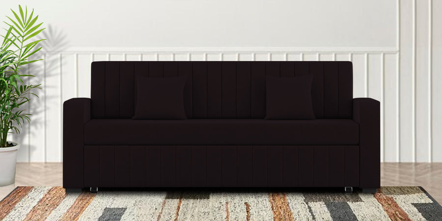 Calra Fabric 3 Seater Pull Out Sofa Cum Bed In Cara Brown Colour With Storage - Febonic Living