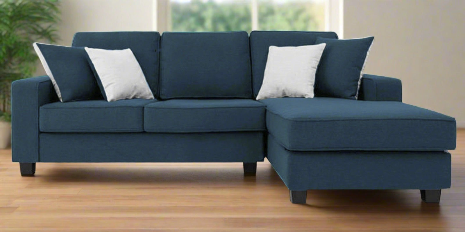 Ladybug Fabric LHS Sectional Sofa (2+Lounger) In Light Blue Colour