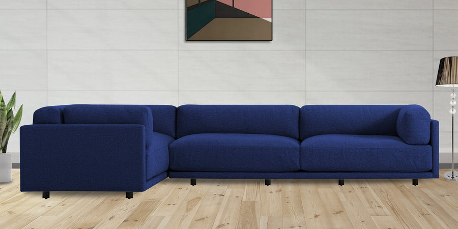 Nixon Fabric 6 Seater Rhs Corner Sofa In Royal Blue Colour - Febonic Living