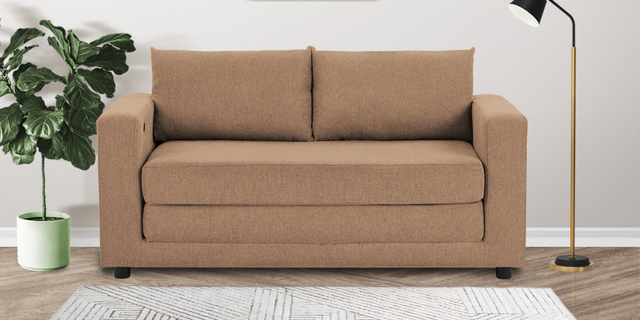 Roman Fabric 3 Seater Foldable Sofa Cum Bed In Cookie Beige Colour With Usb Port - Febonic Living