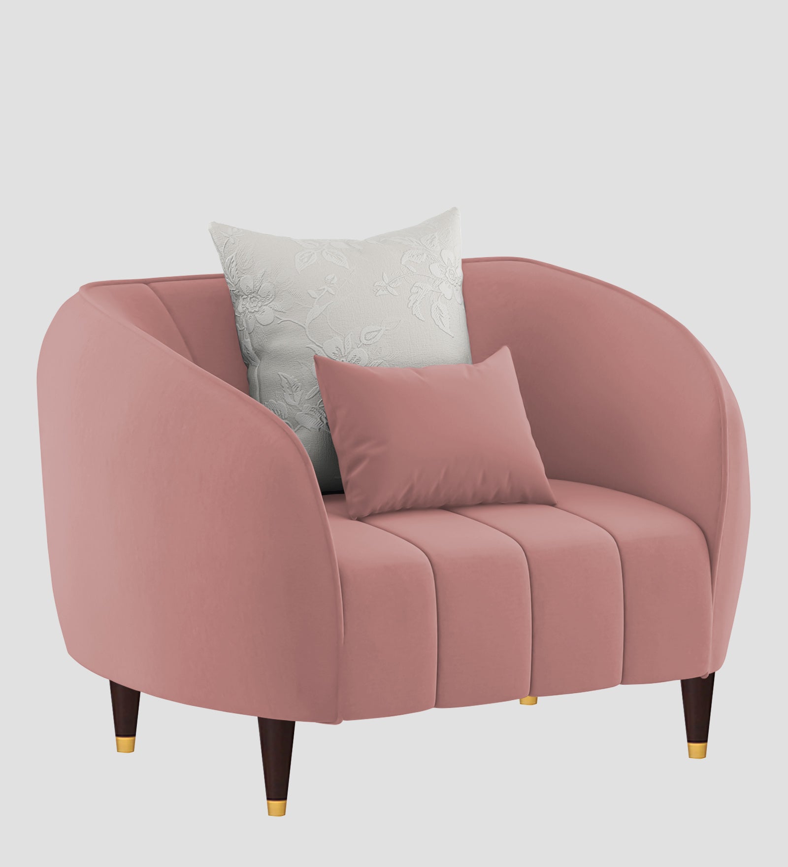 Hairo Velvet 1 Seater Sofa In  Blush Pink Colour - Febonic Living
