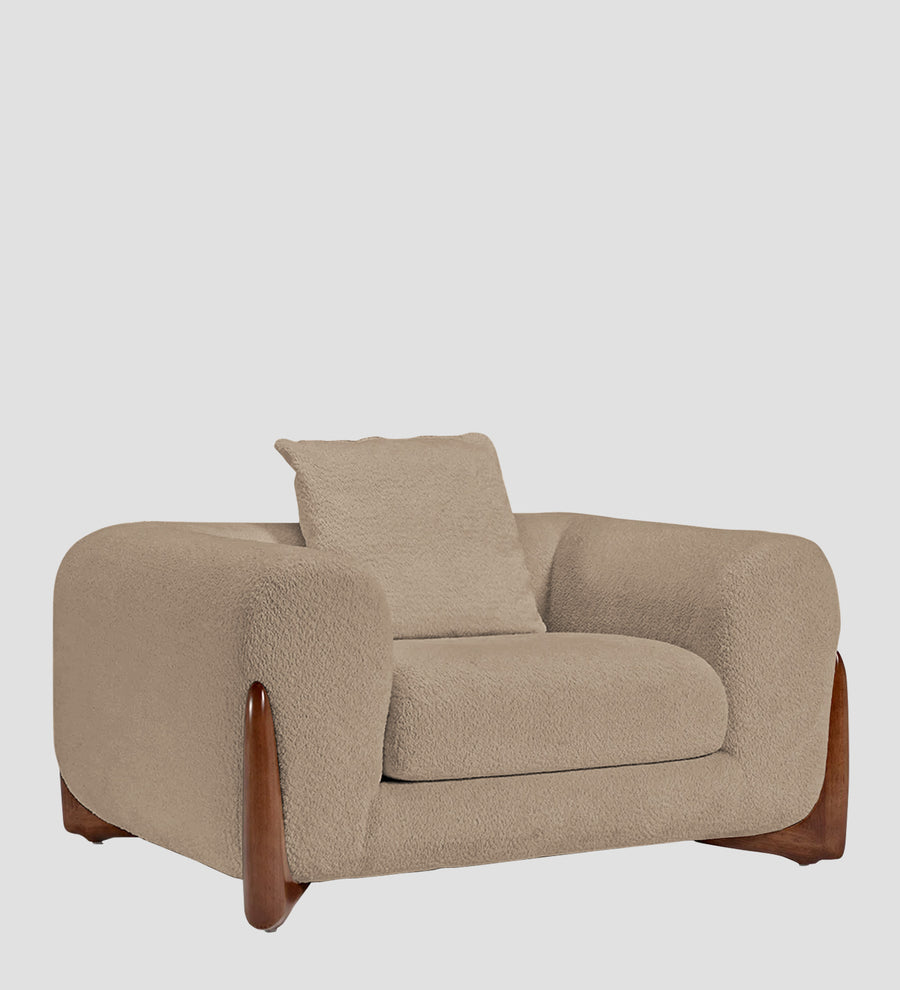 Boko Boucle 1 Seater Sofa In Mushroom Beige Colour - Febonic Living