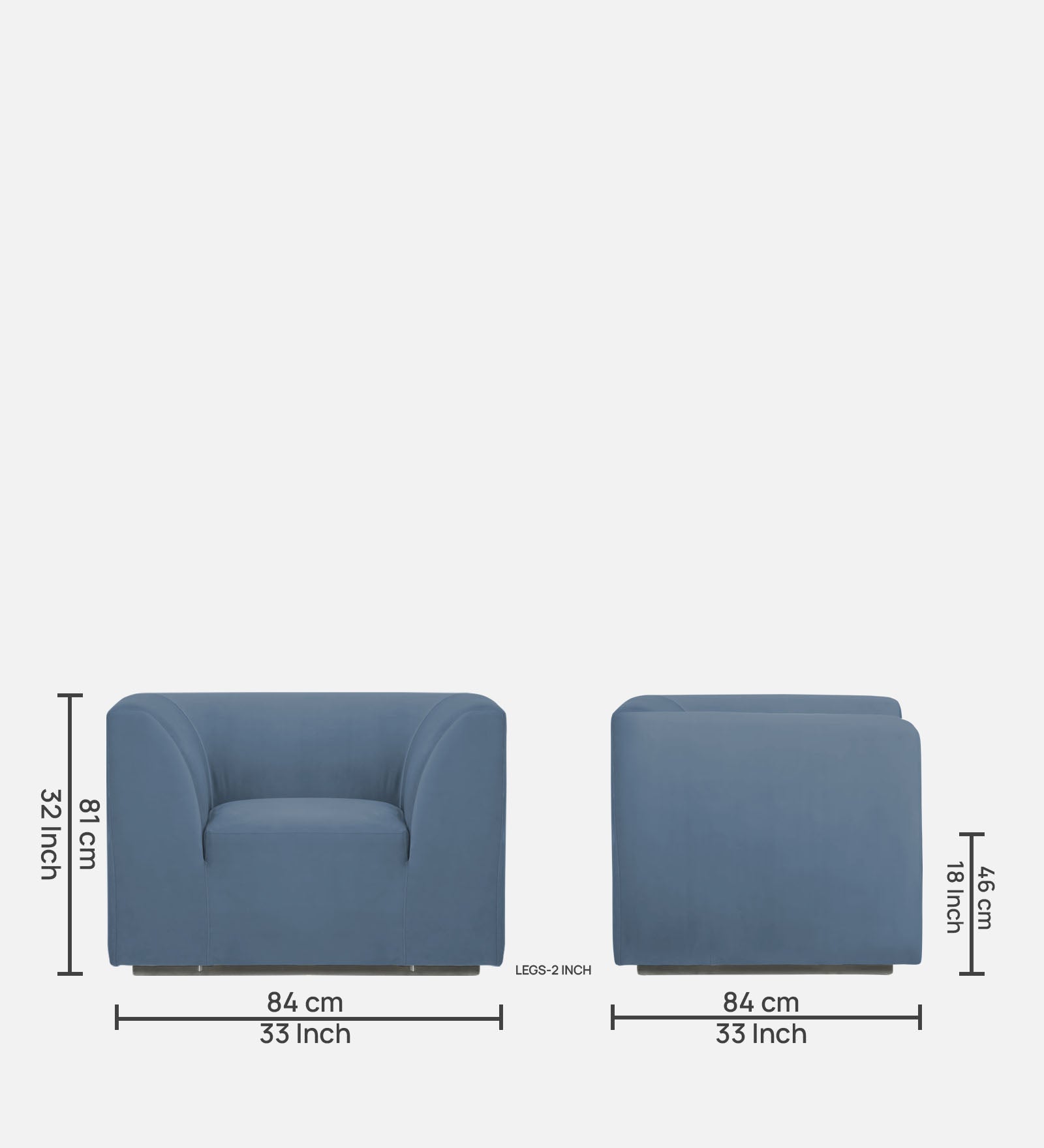 Bufa Velvet 1 Seater Sofa in Oxford Blue Colour