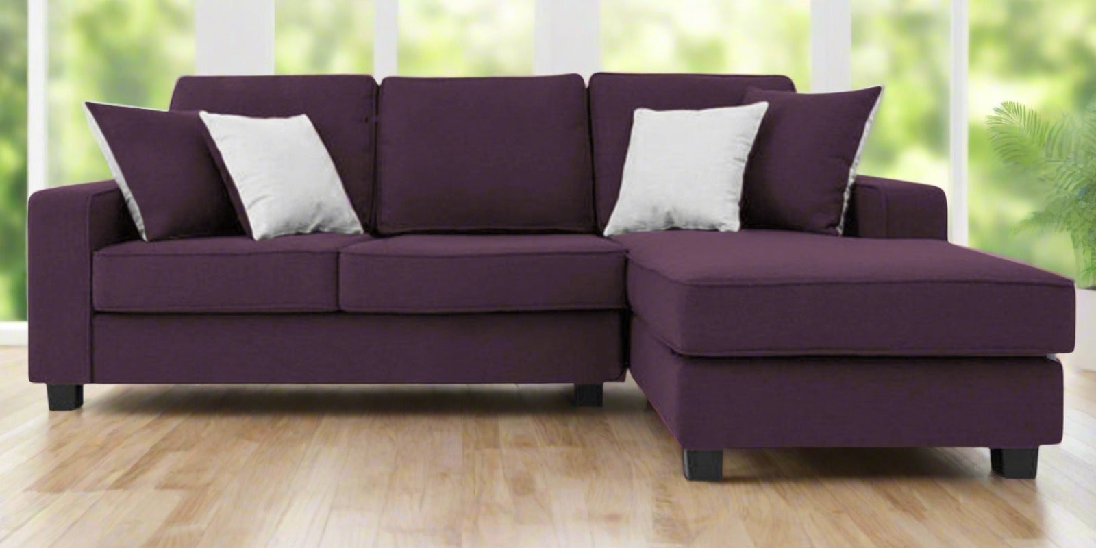 Ladybug Fabric LHS Sectional Sofa (2+Lounger) In Greek Purple Colour