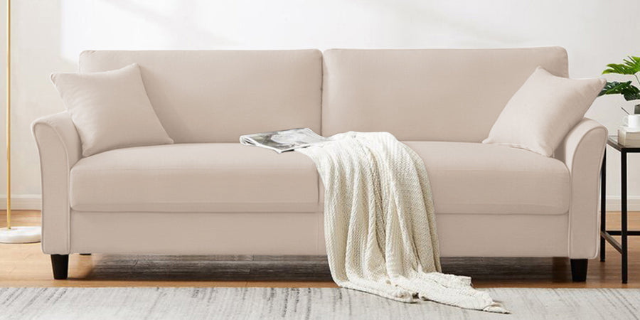 Daroo Velvet 3 Seater Sofa Camel Beige Living Room Sofa Febonic