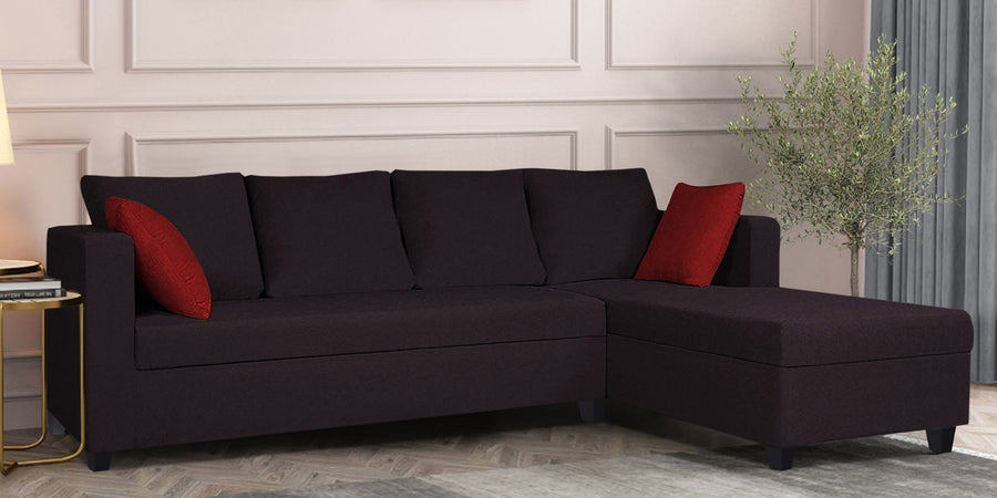 Nebula Fabric Lhs Sectional Sofa 3 Lounger In Cara Brown Colour - Febonic Living