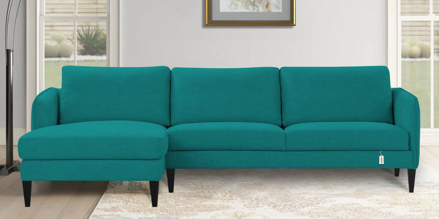 Piku Fabric Rhs Sectional Sofa 3 Lounger In Sea Green Colour - Febonic Living