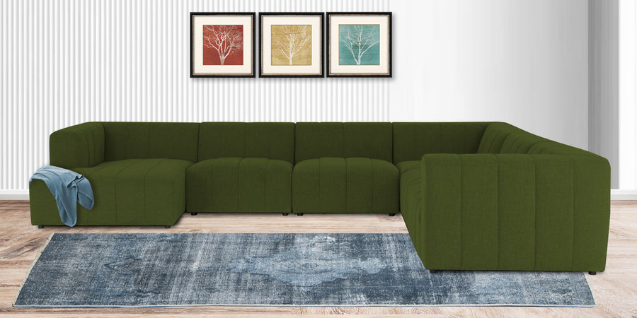 Damo Fabric Rhs 8 Seater Corner Sofa In Olive Green Colour - Febonic Living