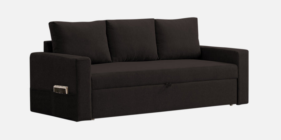 Kara Fabric 3 Seater Pull Out Sofa Cum Bed In Cara Brown Colour - Febonic Living