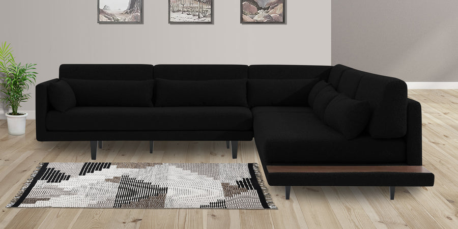 Malta Fabric 6 Seater Lhs Corner Sofa In Zed Black Colour - Febonic Living