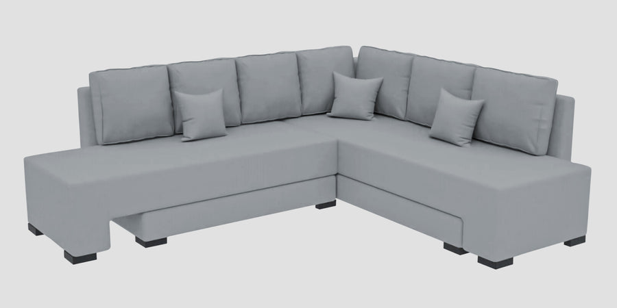 Corby Velvet Rhs 6 Seater Convertible Sofa Cum Bed In Concrete Grey Colour - Febonic Living