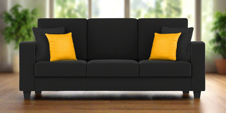 Nabi Fabric 3 Seater Sofa In Zed Black Colour - Febonic Living