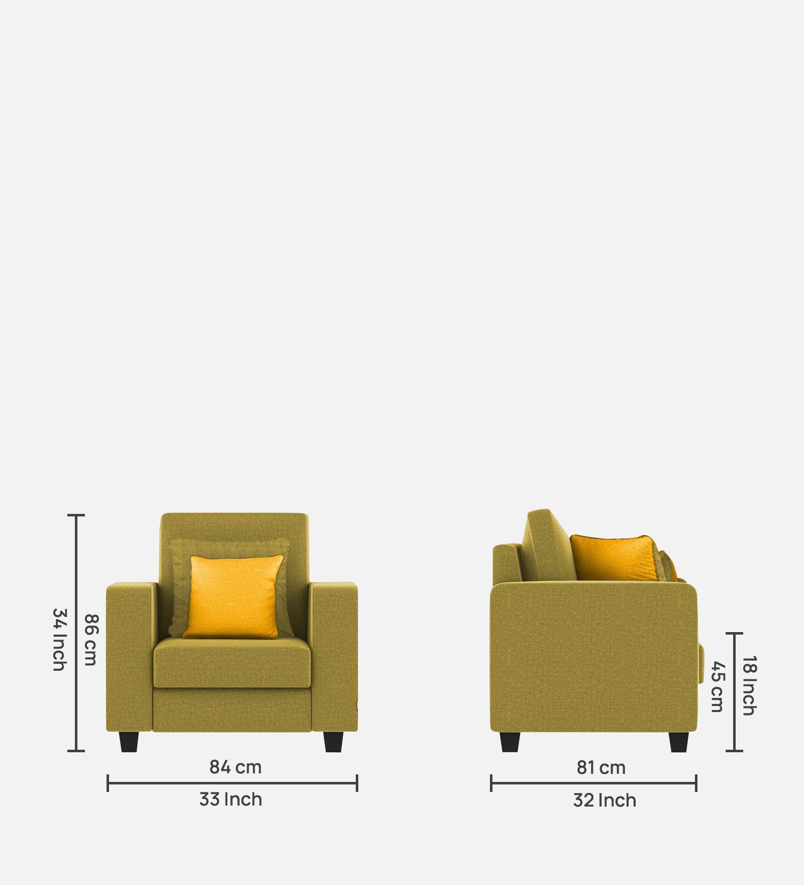 Nabi Fabric 1 Seater Sofa In Parrot Green Colour