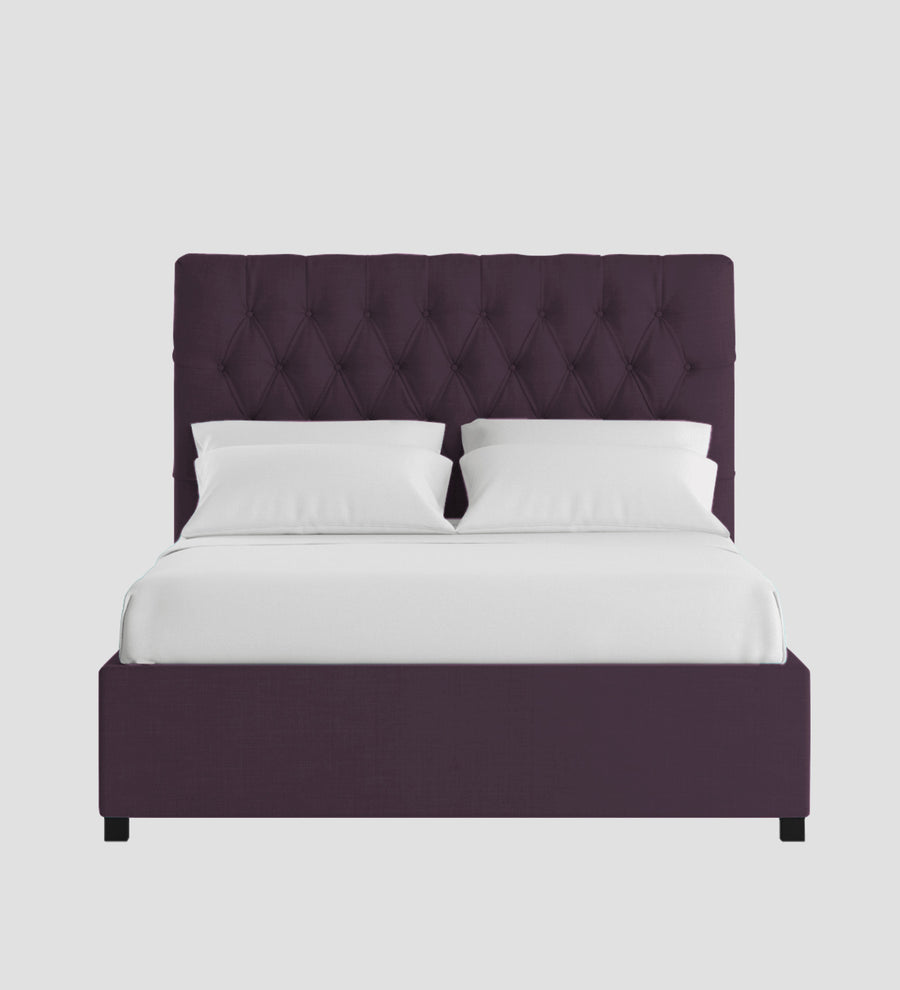 Isko Fabric Upholstered King Size Bed In Greek Purple Colour With Box Storage - Febonic Living