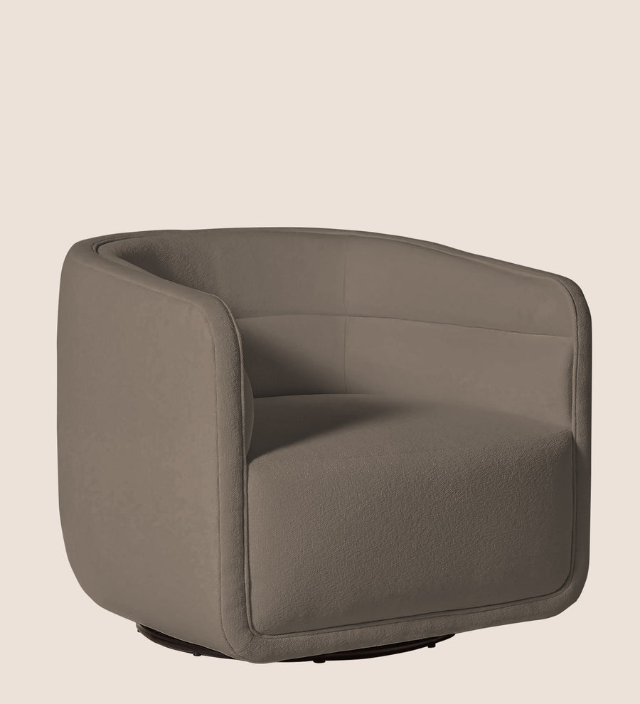 Ria Fabric Swivel Chair In Hazel Beige Colour - Febonic Living