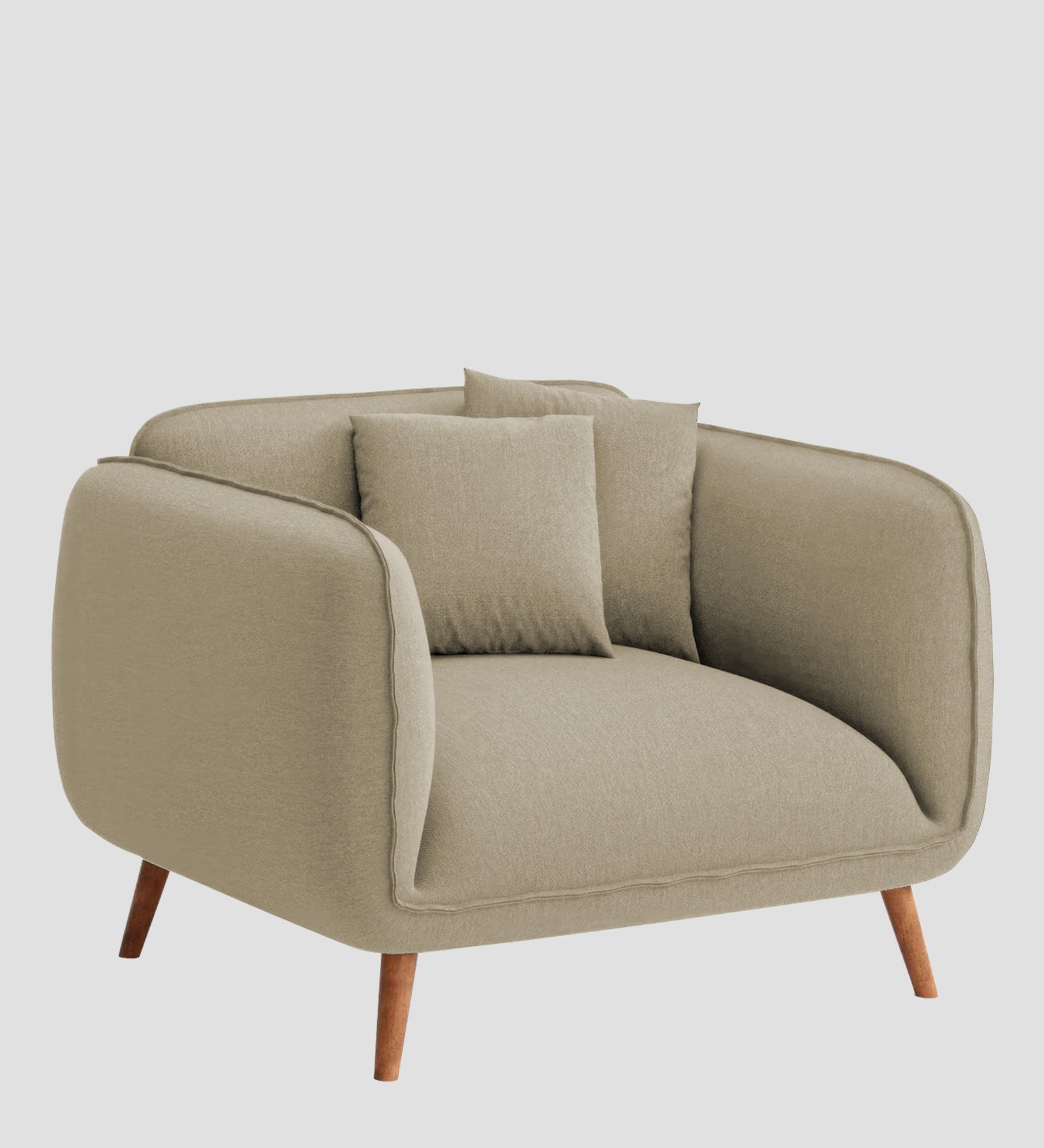 Zia Fabric 1 Seater Sofa In Honey Beige Colour