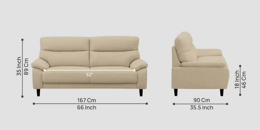 Zibby Fabric 2 Seater Sofa In Cotton Beige Colour - Febonic Living