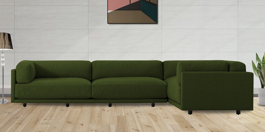 Nixon Fabric 6 Seater Lhs Corner Sofa In Olive Green Colour - Febonic Living