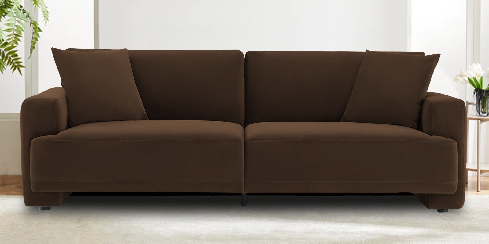 Kosta Velvet 3 Seater Sofa in Cholocate Brown Colour