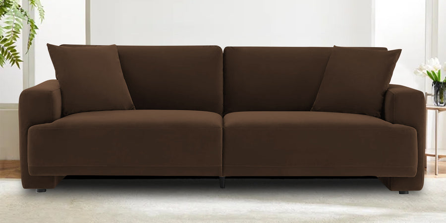 Kosta Velvet 3 Seater Sofa In Cholocate Brown Colour - Febonic Living