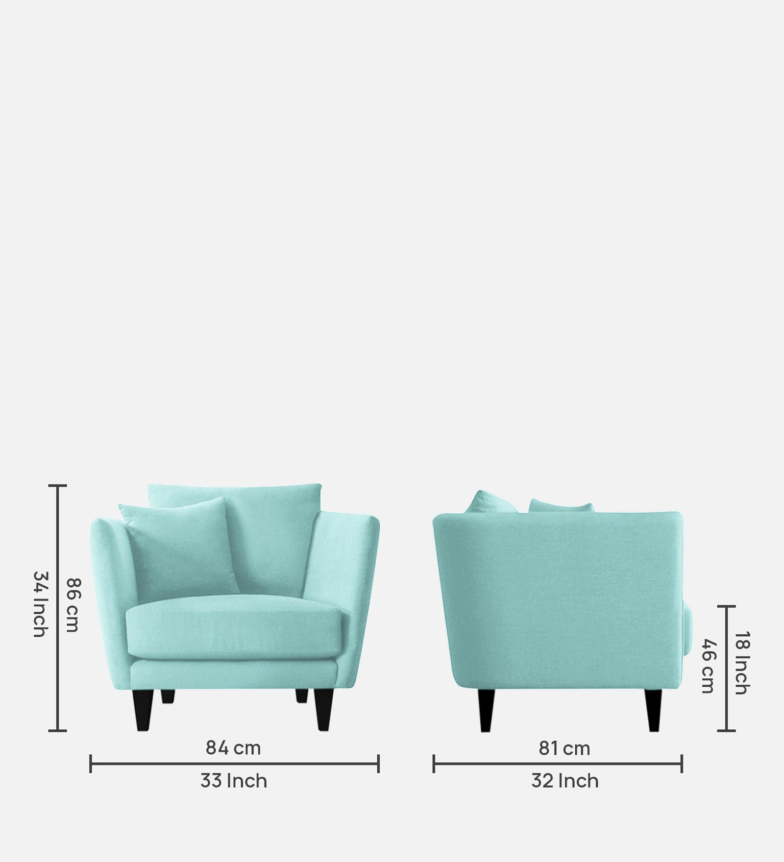 Norway Velvet 1 Seater Sofa In Barmunda Aqua Colour