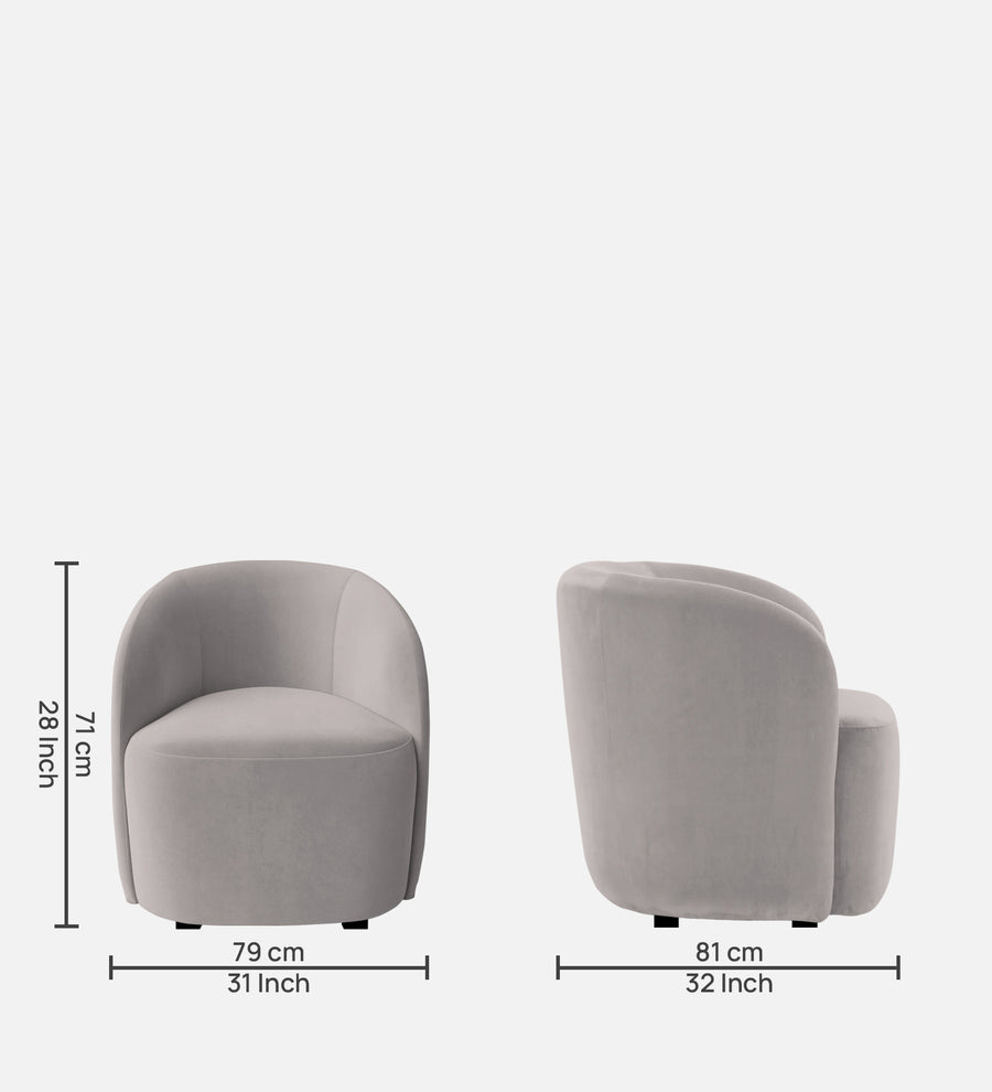 Lucky Velvet Lounge Chair In Pearl Grey Colour - Febonic Living