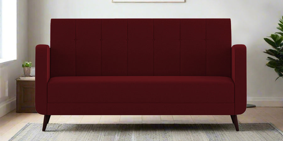 Wiki Velvet 3 Seater Sofa In Dark Maroon Colour - Febonic Living