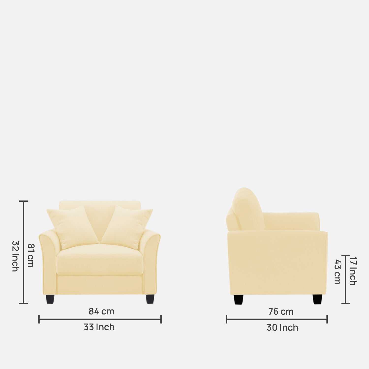 Daroo Velvet 1 Seater Sofa In Sandy Beige Colour