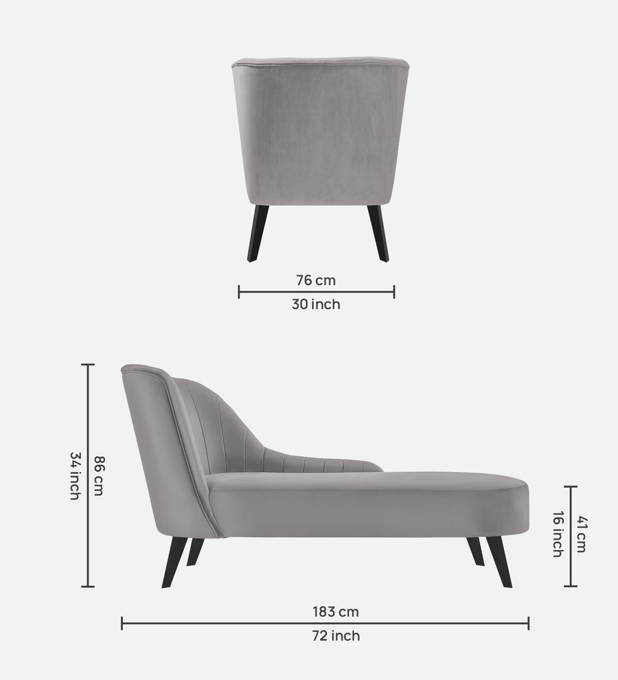 Flora Velvet Rhs Chaise Lounger In Concrete Grey Colour - Febonic Living
