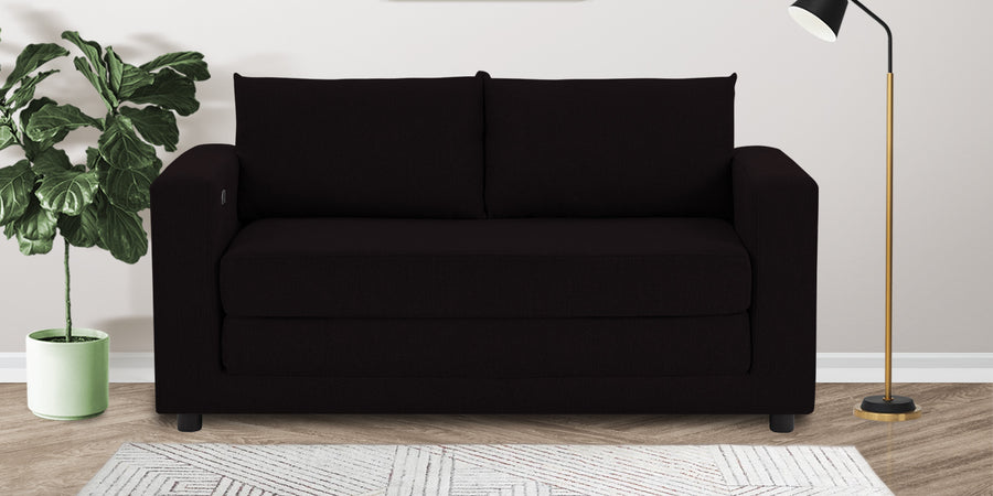 Roman Fabric 3 Seater Foldable Sofa Cum Bed In Cara Brown Colour With Usb Port - Febonic Living