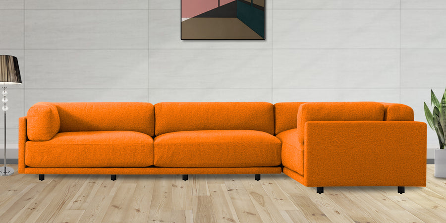 Nixon Fabric 6 Seater Lhs Corner Sofa In Vivid Orange Colour - Febonic Living