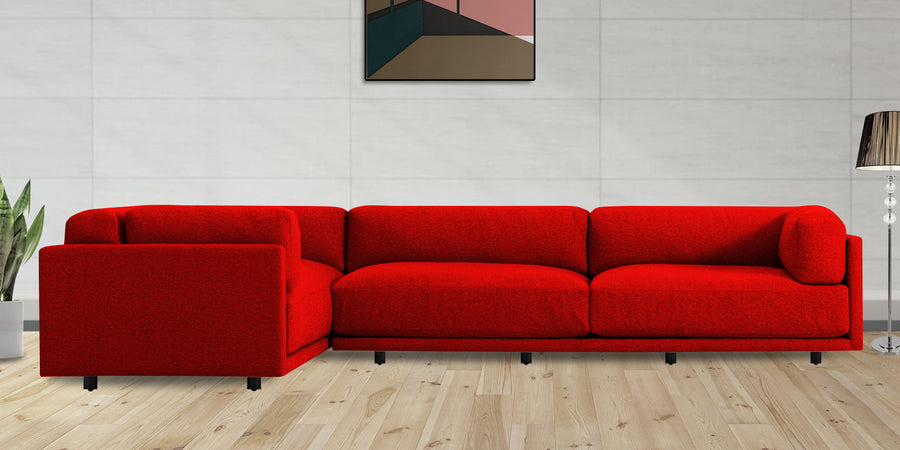 Nixon Fabric 6 Seater Rhs Corner Sofa In Ruby Red Colour - Febonic Living