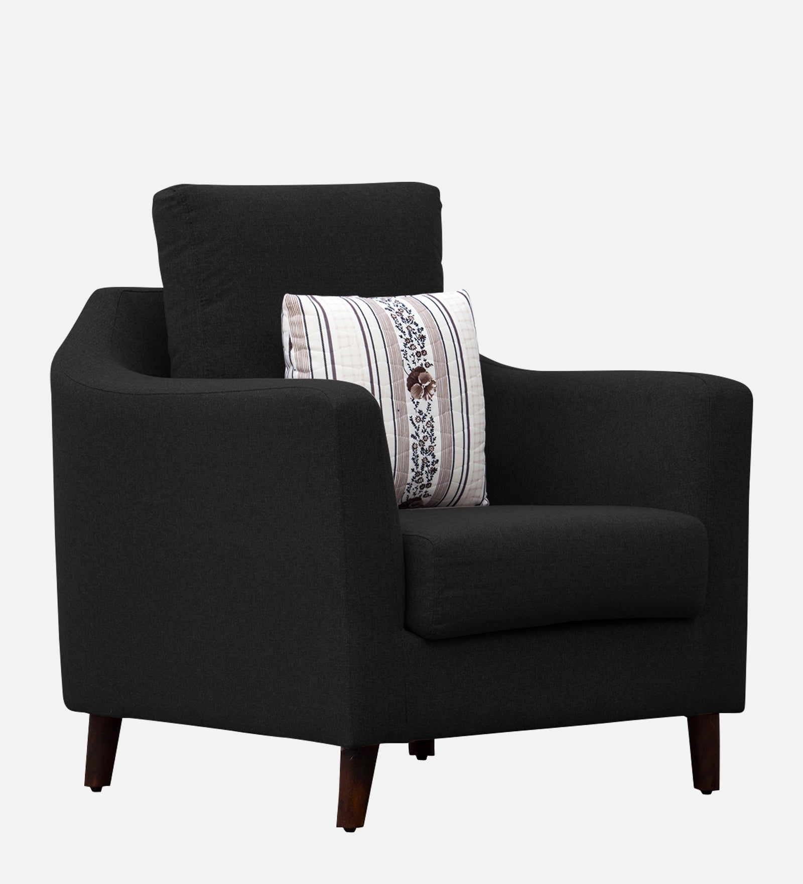 Kevin Fabric 1 Seater Sofa in Zed Black Colour