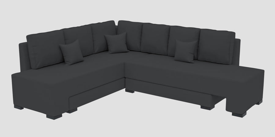 Corby Velvet Lhs 6 Seater Convertible Sofa Cum Bed In Davy Grey Colour - Febonic Living