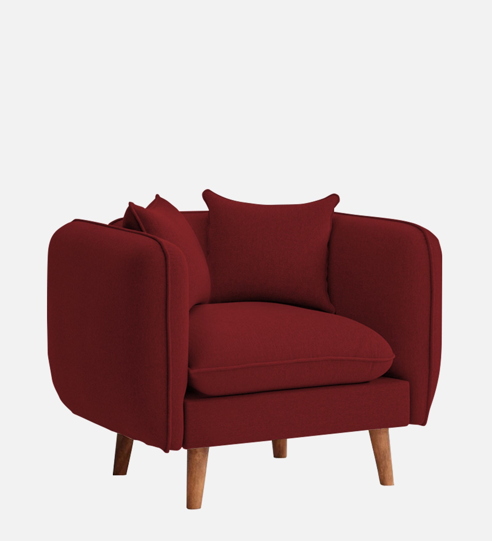 Reva Fabric 1 Seater Sofa In Corel Red Colour