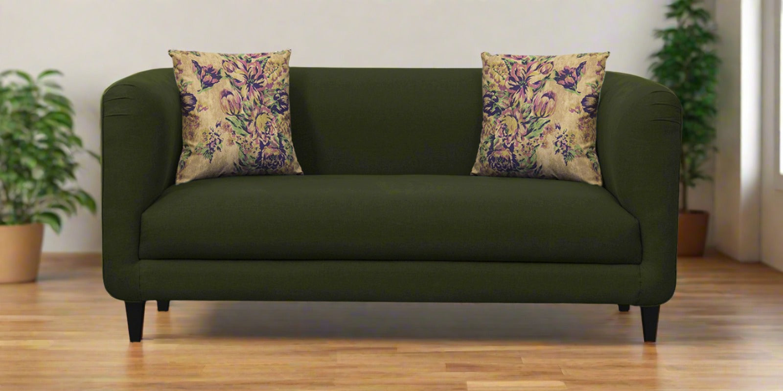 Niki Fabric 2 Seater Sofa in Olive Green Colour