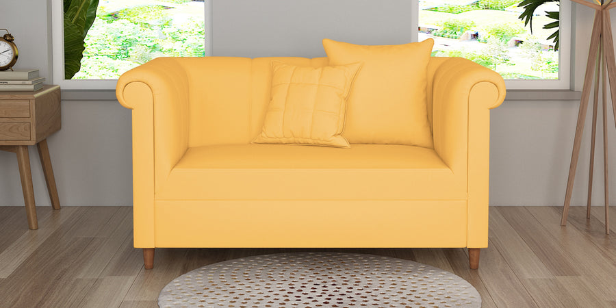 Rubi Velvet 2 Seater Sofa In Turmeric Yellow Colour - Febonic Living