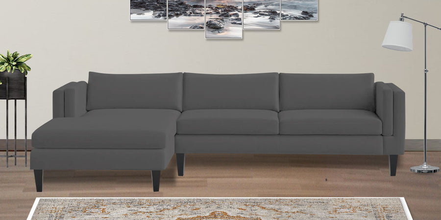 Jasper Velvet Rhs Sectional Sofa 3 Lounger In Davy Grey Colour - Febonic Living