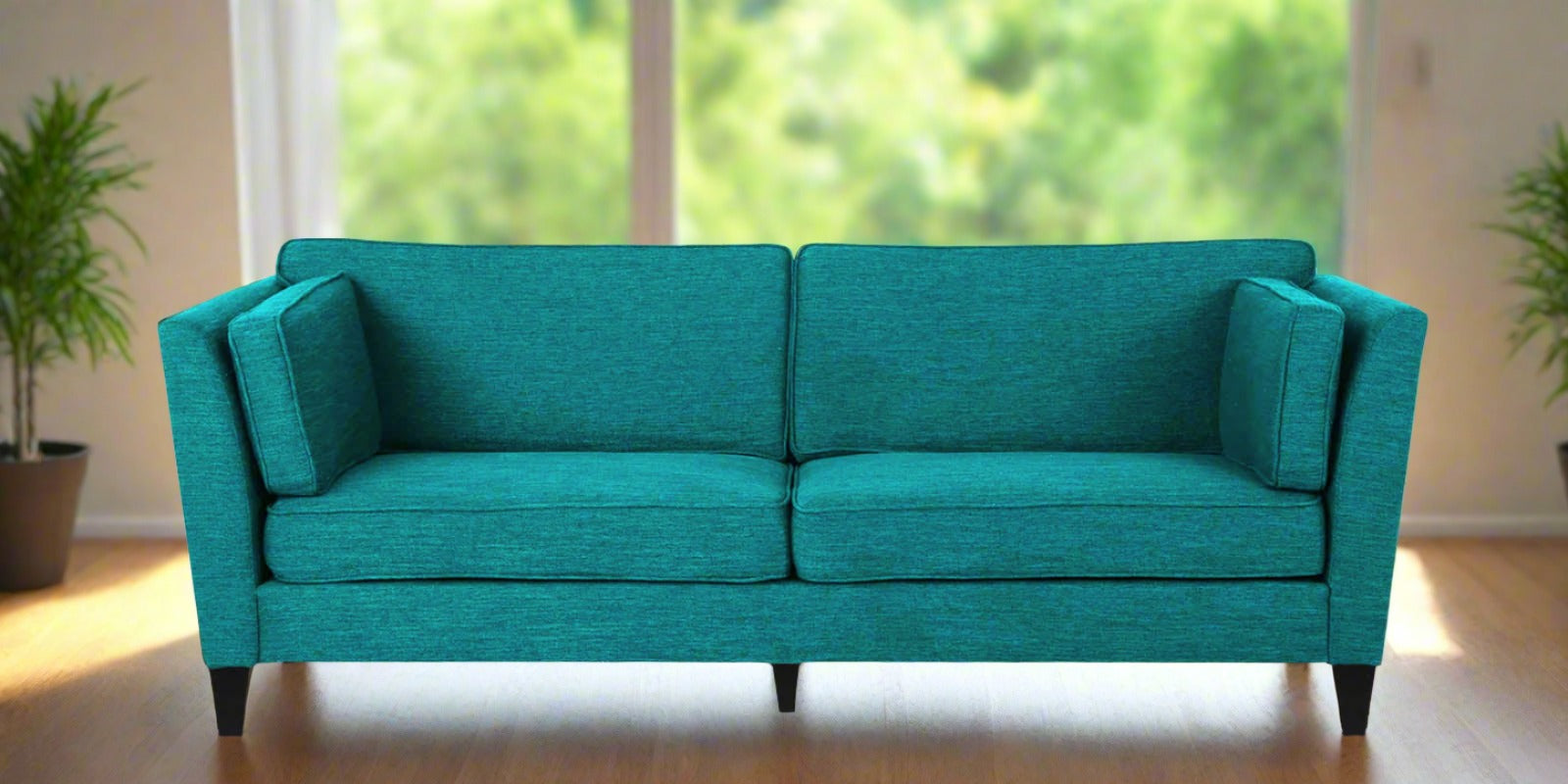 Nigar Fabric 3 Seater Sofa in Sea Green Colour