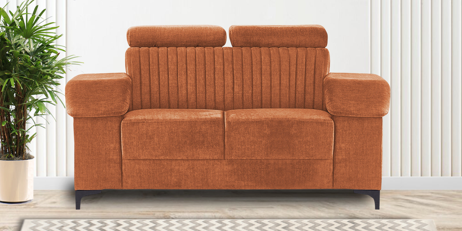 Draco Fabric 2 Seater Sofa in Safforn Orange Colour