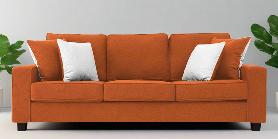 Ladybug Fabric 3 Seater Sofa In Vivid Orange Colour - Febonic Living