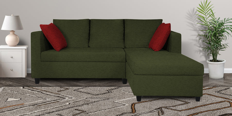 Nebula Fabric Lhs Sectional Sofa 2 Lounger In Olive Green Colour - Febonic Living