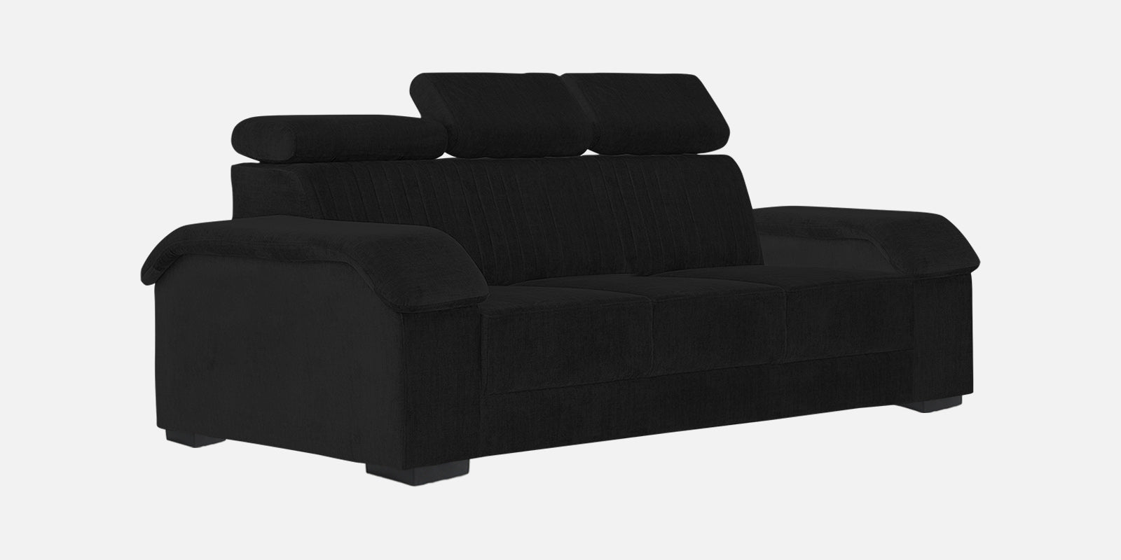 Draco Fabric 3 Seater Sofa In Zed Black Colour - Febonic Living