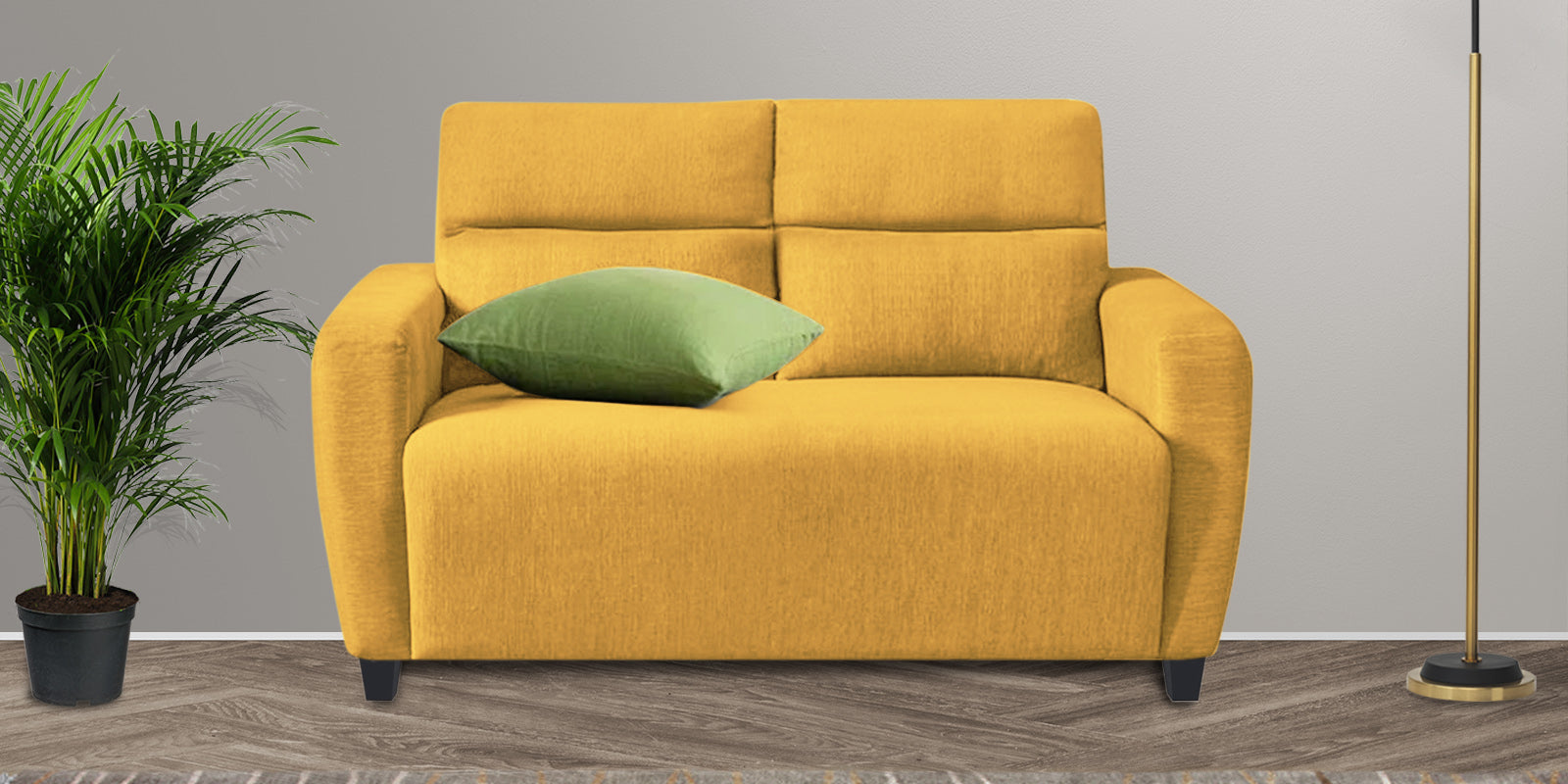 Bakadi Fabric 2 Seater Sofa in Bold Yellow Colour