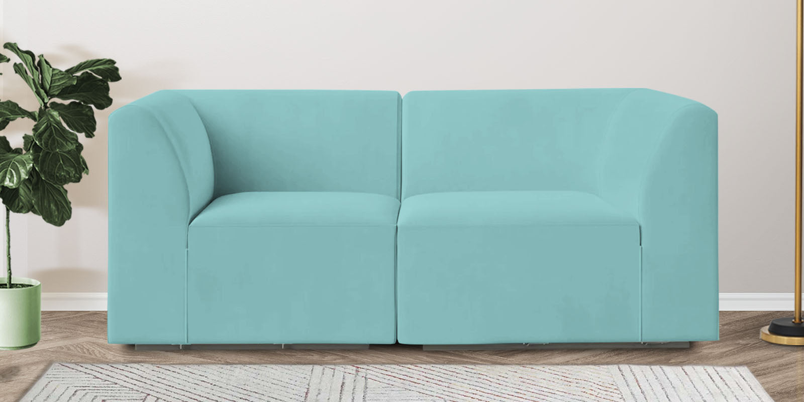 Bufa Velvet 2 Seater Sofa in Aqua blue Colour With Storage