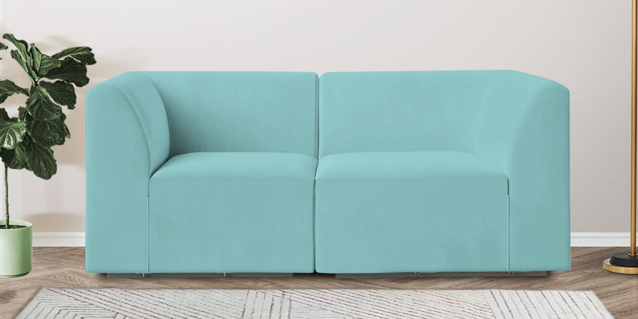 Bufa Velvet 2 Seater Sofa In Aqua Blue Colour - Febonic Living