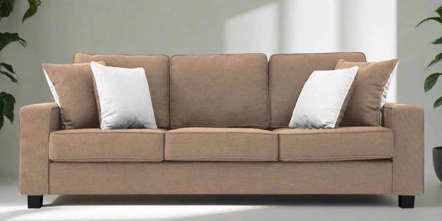 Ladybug Fabric 3 Seater Sofa In Cookie Beige Colour - Febonic Living